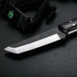 g Knife with Sheath Tanto Blade Full tank knife -Black - Image 2