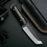 g Knife with Sheath Tanto Blade Full tank knife -Black - Image 3